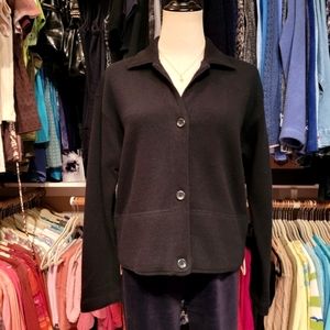 J. CREW ♡ Gorgeous Vintage Black Front Collar Button Down Long Sleeve Sweater SP